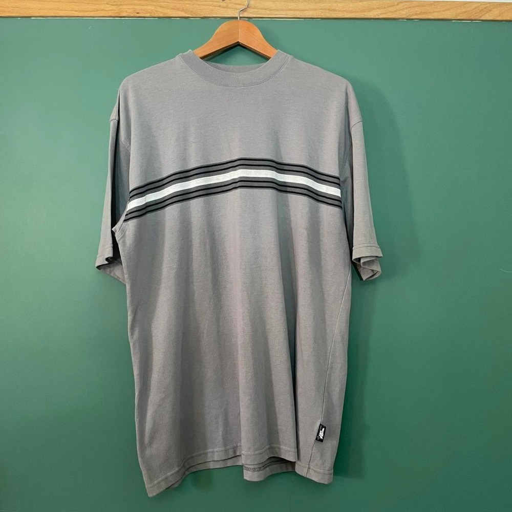 Vintage 90s No Fear Triple Striped Tee Grey Skater Shirt XL RN 81920